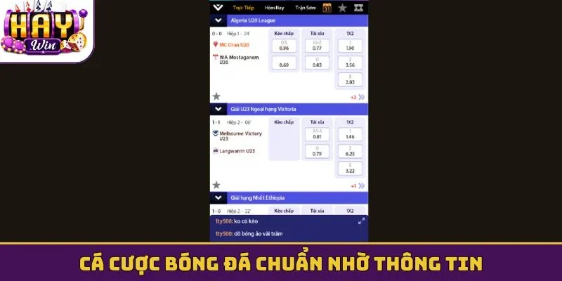 Cá cược bóng đá chuẩn nhờ thông tin